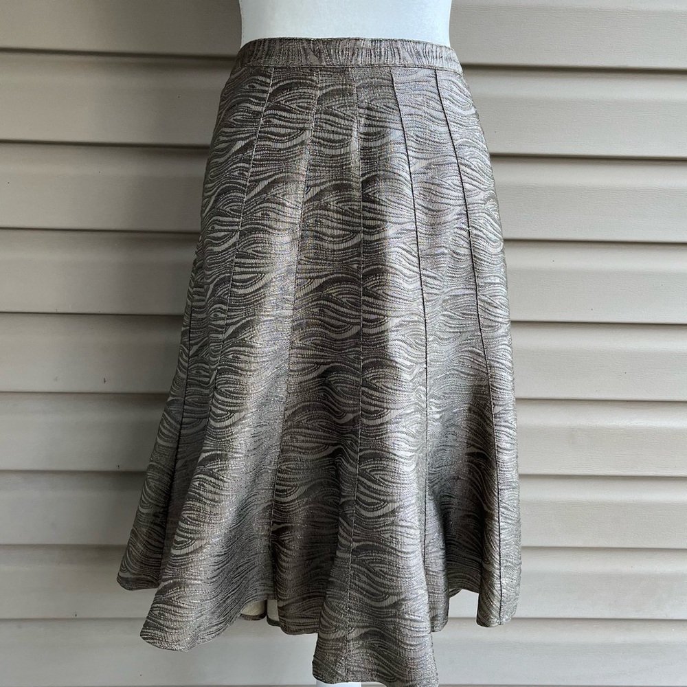 •Lane Bryant• Gold Metallic Wave Pattern A-Line Skirt - Size 16